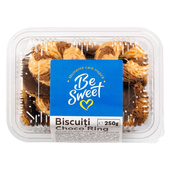 Biscuiți cu glazură de ciocolată Choco Ring Besweet (Produs de post) 250gr