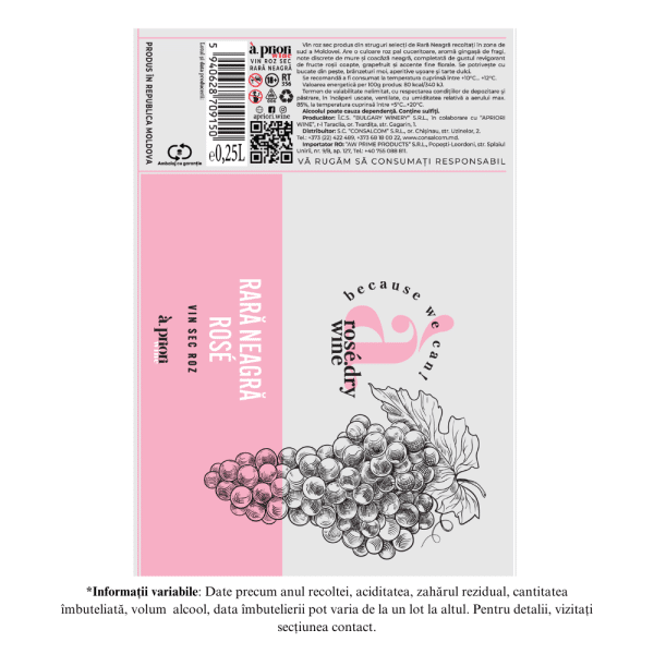 Vin rose demisec APRIORI Rara Neagra doza 250 ml - Image 2