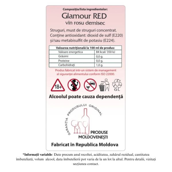 Vin Rosu Demisec Glamour Reserva Suvorov 0.75L - Image 3