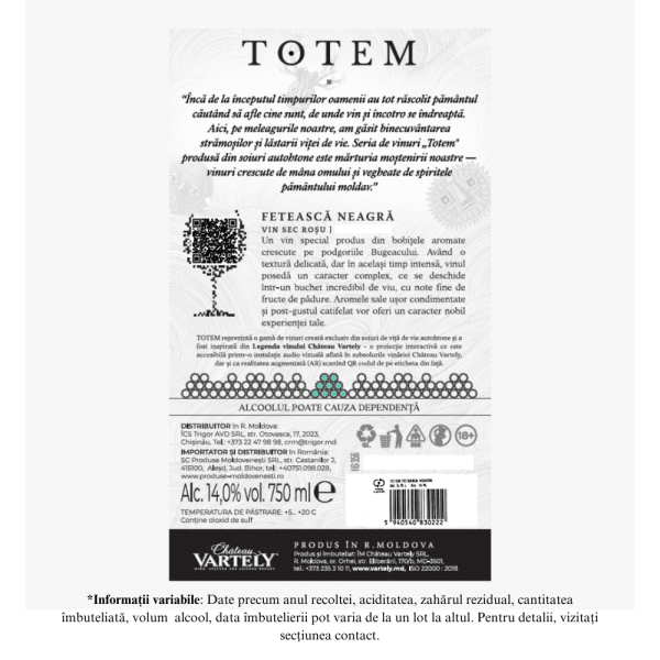CHATEAU VARTELY TOTEM FETEASCA NEAGRA - Image 2