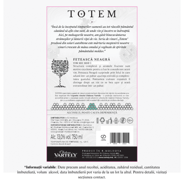Vartely Totem Feteasca Neagra - Vin Rose Sec - Image 2