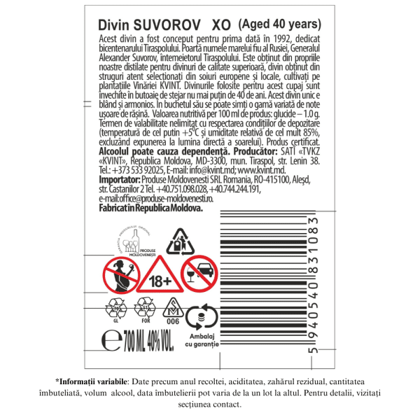 Kvint Suvorov XO 40 Ani 0.7L - Image 2