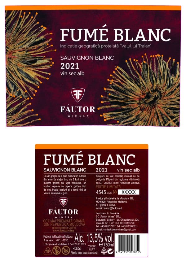 Vin alb sec Fume Blanc, Fautor Winery, 0.75L - Image 2