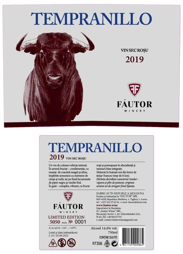 Vin rosu sec, Tempranillo, Fautor Winery, 0.75L - Image 2