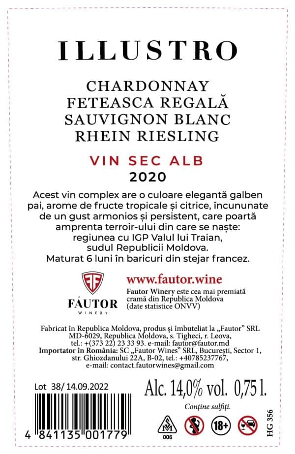 Vin alb sec, Illustro, Fautor Winery, 0.75L - Image 2