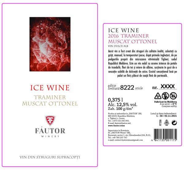 Vin alb dulce, Ice Wine Traminer - Muscat Ottonel, Fautor Winery 0.375L - Image 2