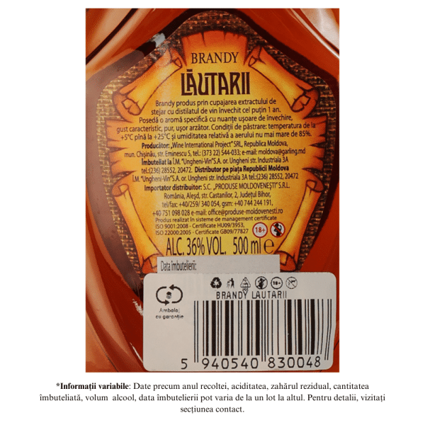 Garling Brandy Lautarii 36% 0,50L - Image 2