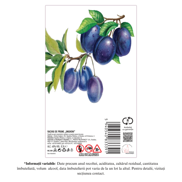 UNGHENI Rachiu de Prune 40% 0,5L - Image 2