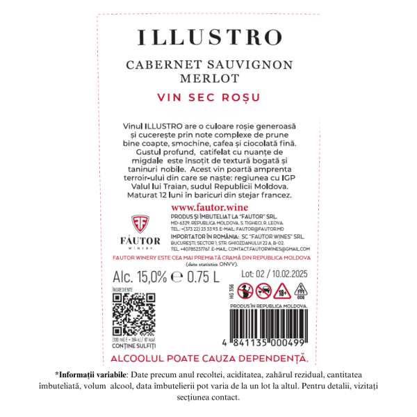Vin rosu sec, Illustro, Fautor Winery, 0.75L - Image 2