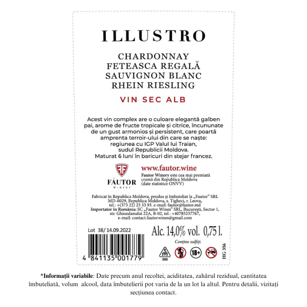 Vin alb sec, Illustro, Fautor Winery, 0.75L - Image 2