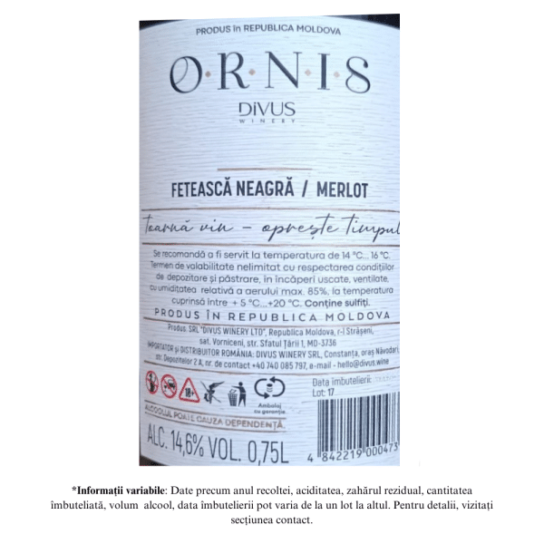 Vin Rosu Sec DIVUS Winery ORNIS - Image 2