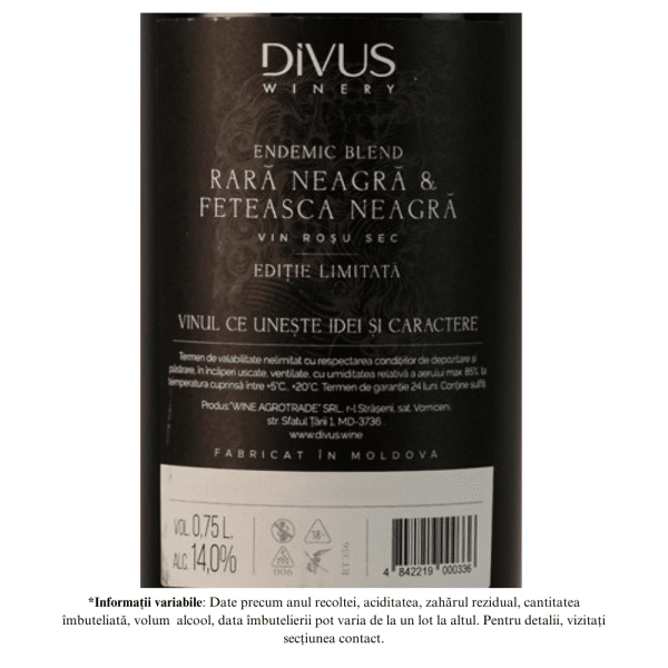 Vin Rosu Sec DIVUS Winery ENDEMIC BLEND - Image 2