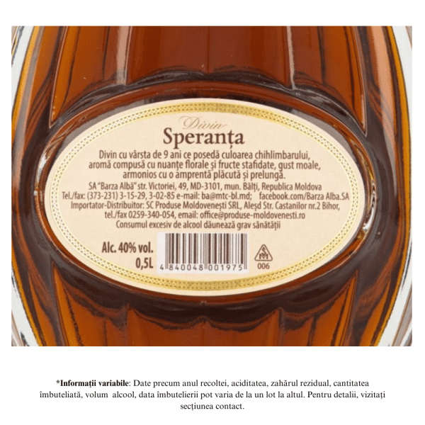Barza Alba XO Speranta 9 ani 40% 0.5L - Image 2