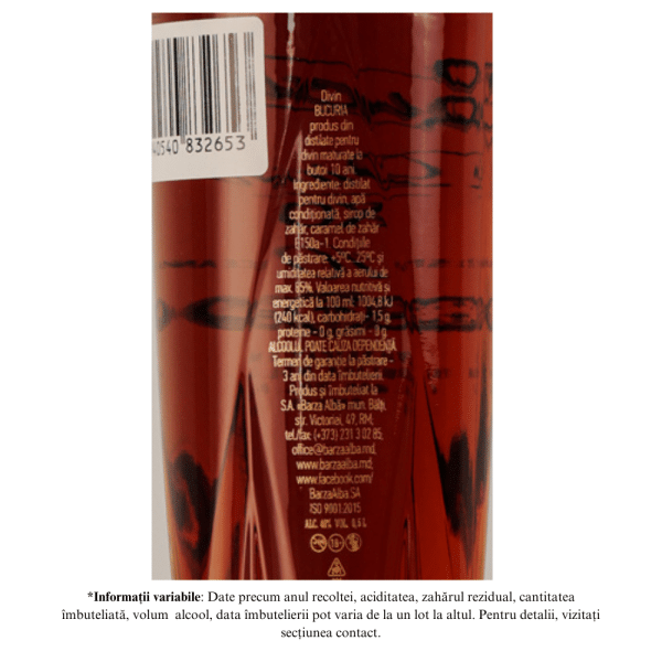 Barza Albă Bucuria Divin XO (10 Ani) 0.5L 40% alc. - Image 2